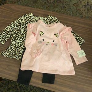3piece new tags; kitty & leopard tunics w/ legging